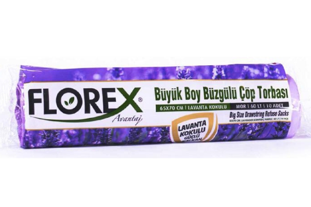 Büyük Boy Büzgülü Lavanta Kokulu Çöp Torbası 25X10