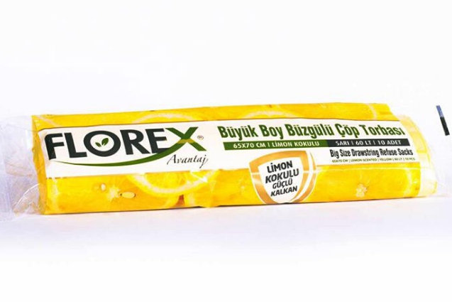 Büyük Boy  Büzgülü Limon Kokulu Çöp Torbası 25X10