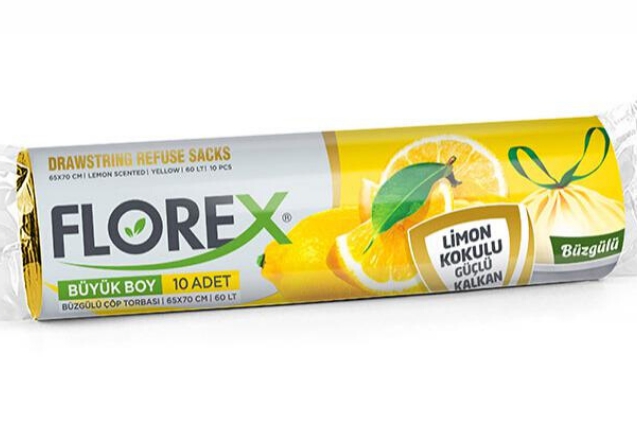 Büyük Boy Endüstriyel Büzgülü Limon Kokulu Çöp Torbası 25X10